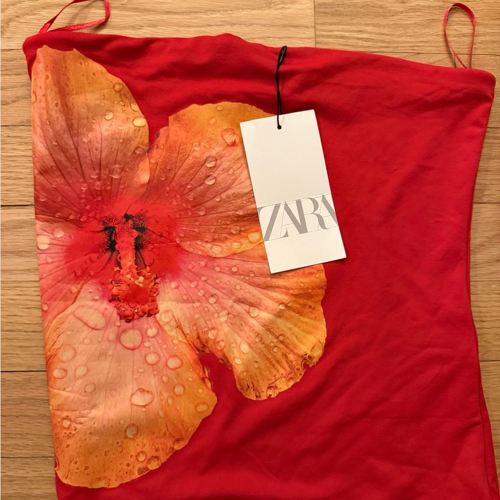 Zara Red Floral Women's Top